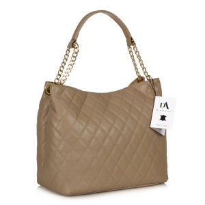 Geanta dama din piele naturala DiAmanti Lora Taupe